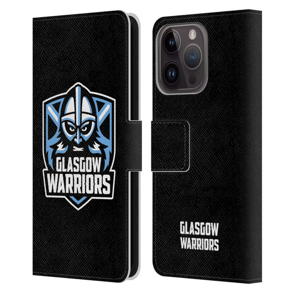 Glasgow Warriors Logo Plain Black Leather Book Wallet Case Cover For Apple iPhone 15 Pro