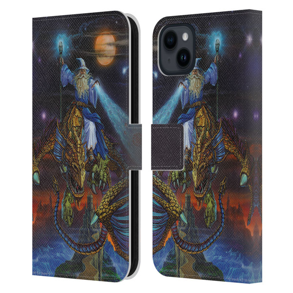Ed Beard Jr Dragon Friendship Twilight Tempest Leather Book Wallet Case Cover For Apple iPhone 15 Plus