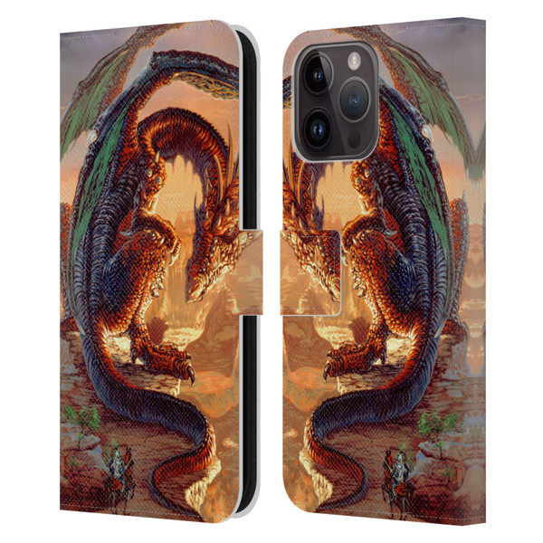 Ed Beard Jr Dragons Bravery Misplaced Leather Book Wallet Case Cover For Apple iPhone 15 Pro Max