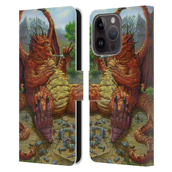 Ed Beard Jr Dragons Lunch With A Toothpick Leather Book Wallet Case Cover For Apple iPhone 15 Pro