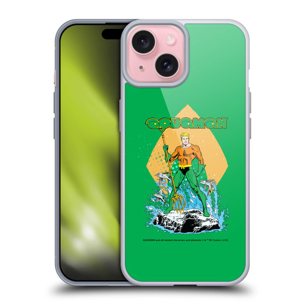 Aquaman DC Comics Fast Fashion Trident Soft Gel Case for Apple iPhone 15