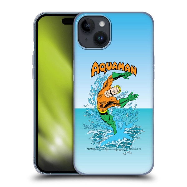 Aquaman DC Comics Fast Fashion Splash Soft Gel Case for Apple iPhone 15 Plus