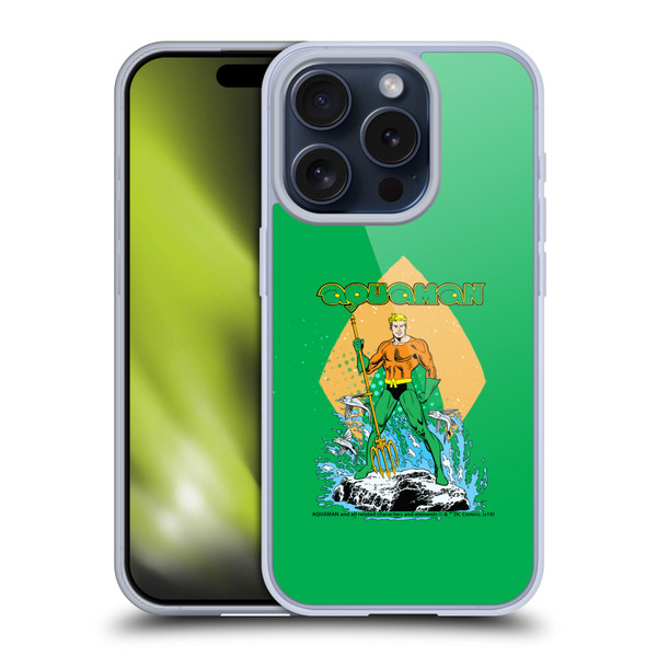 Aquaman DC Comics Fast Fashion Trident Soft Gel Case for Apple iPhone 15 Pro