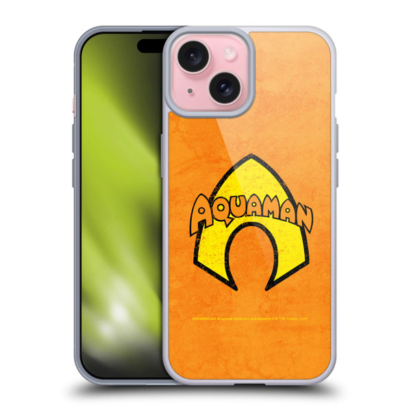 Aquaman DC Comics Logo Classic Distressed Look Soft Gel Case for Apple iPhone 15