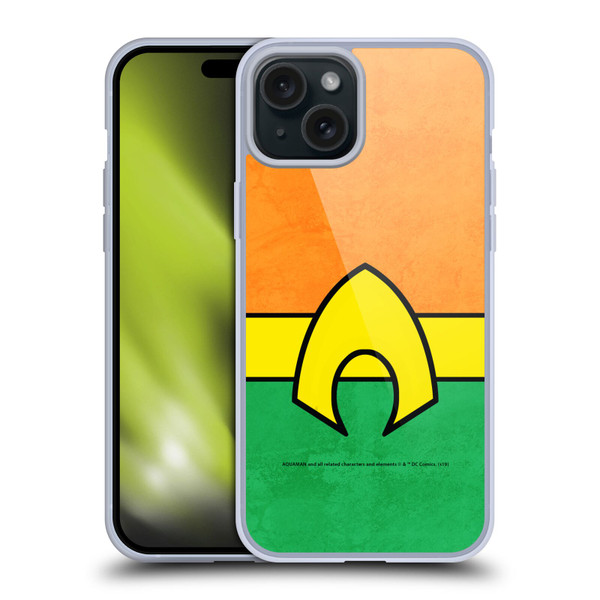 Aquaman DC Comics Logo Uniform 2 Soft Gel Case for Apple iPhone 15 Plus