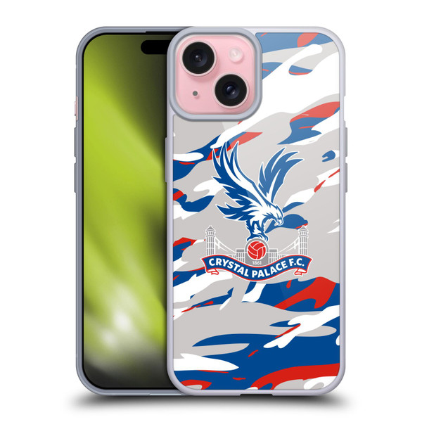 Crystal Palace FC Crest Camouflage Soft Gel Case for Apple iPhone 15