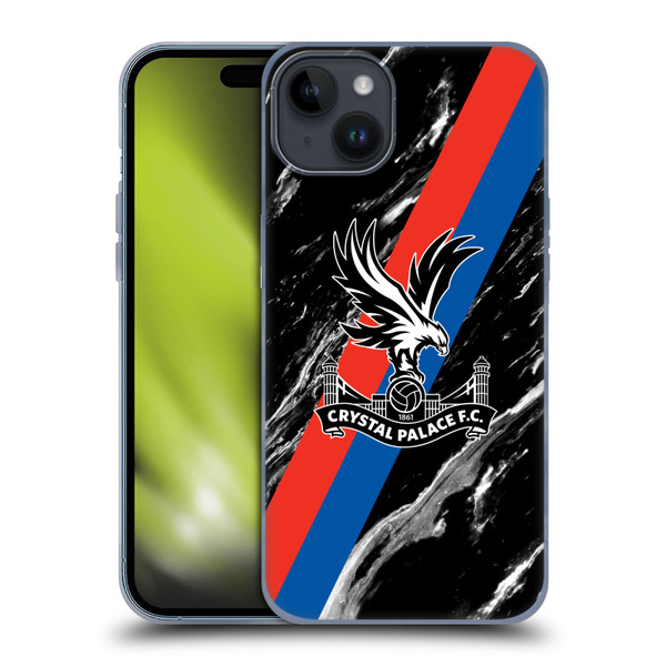 Crystal Palace FC Crest Black Marble Soft Gel Case for Apple iPhone 15 Plus