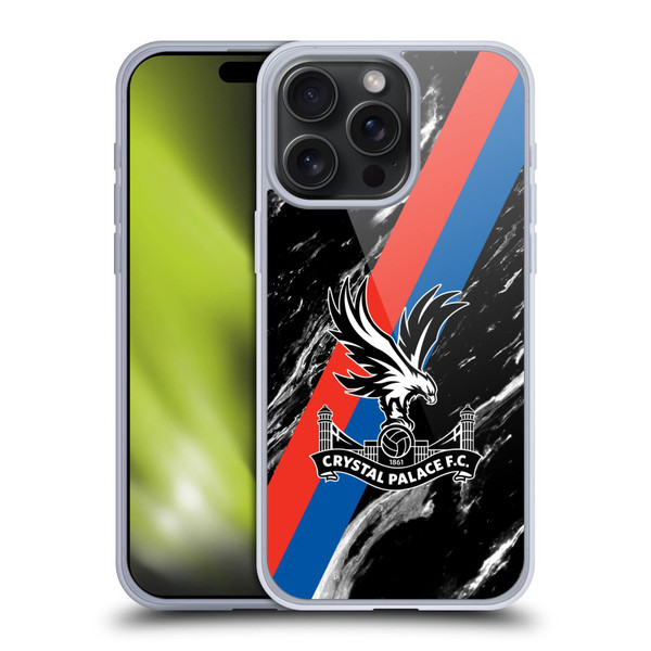Crystal Palace FC Crest Black Marble Soft Gel Case for Apple iPhone 15 Pro Max & MagSafe