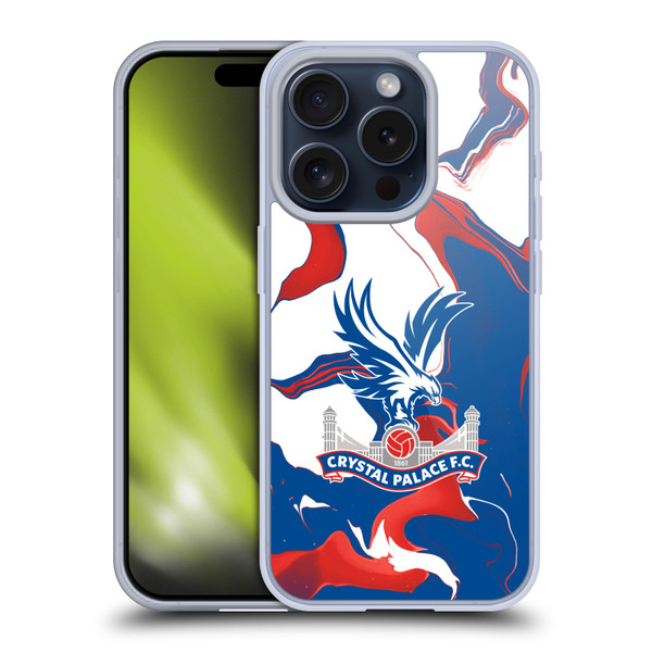 Crystal Palace FC Crest Marble Soft Gel Case for Apple iPhone 15 Pro