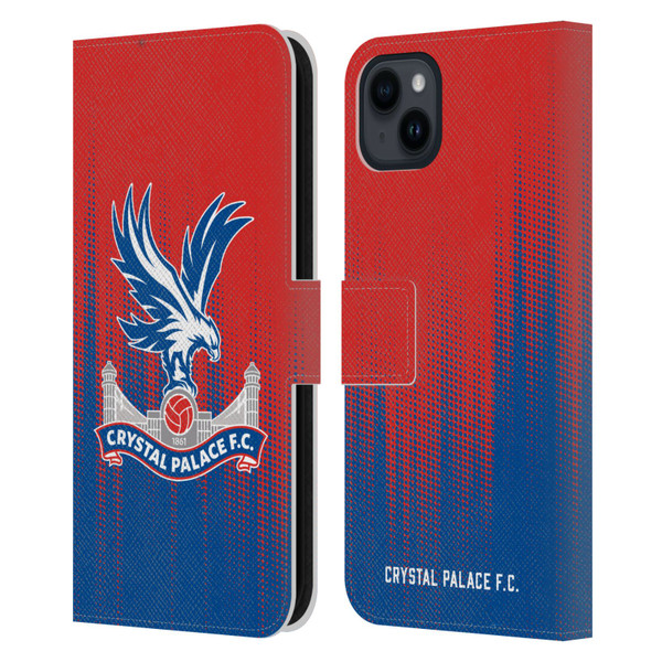 Crystal Palace FC Crest Halftone Leather Book Wallet Case Cover For Apple iPhone 15 Plus