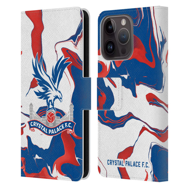 Crystal Palace FC Crest Marble Leather Book Wallet Case Cover For Apple iPhone 15 Pro