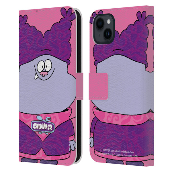 Chowder: Animated Series Graphics Full Face Leather Book Wallet Case Cover For Apple iPhone 15 Plus