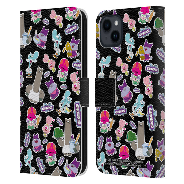 Chowder: Animated Series Graphics Pattern Leather Book Wallet Case Cover For Apple iPhone 15 Plus