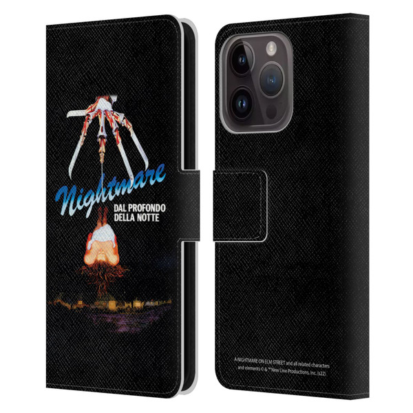 A Nightmare On Elm Street (1984) Graphics Nightmare Leather Book Wallet Case Cover For Apple iPhone 15 Pro