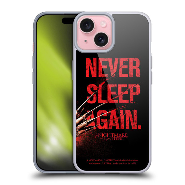 A Nightmare On Elm Street (2010) Graphics Never Sleep Again Soft Gel Case for Apple iPhone 15