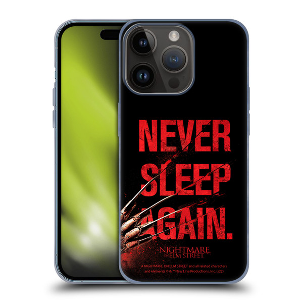 A Nightmare On Elm Street (2010) Graphics Never Sleep Again Soft Gel Case for Apple iPhone 15 Pro