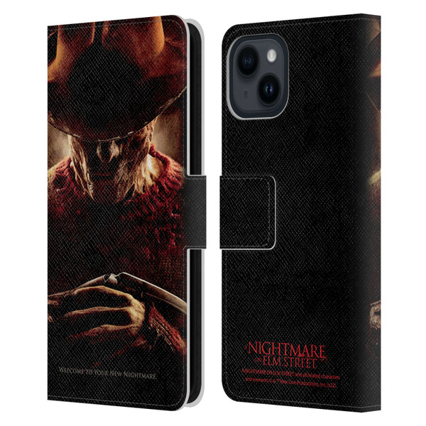 A Nightmare On Elm Street (2010) Graphics Freddy Key Art Leather Book Wallet Case Cover For Apple iPhone 15