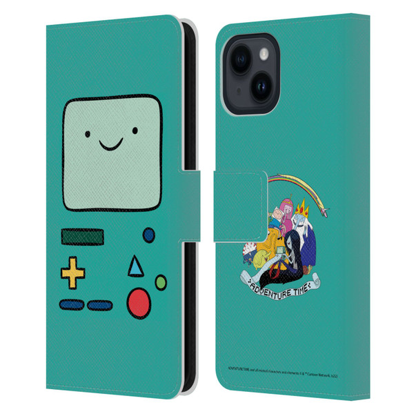 Adventure Time Graphics BMO Leather Book Wallet Case Cover For Apple iPhone 15
