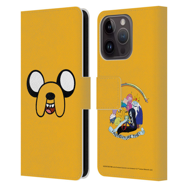 Adventure Time Graphics Jake The Dog Leather Book Wallet Case Cover For Apple iPhone 15 Pro