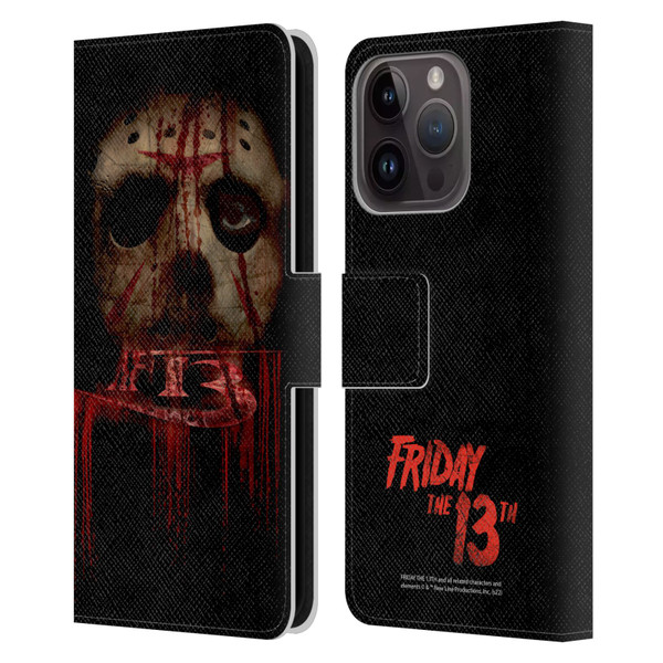 Friday the 13th 2009 Graphics Jason Voorhees Leather Book Wallet Case Cover For Apple iPhone 15 Pro