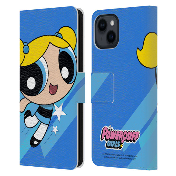 The Powerpuff Girls Graphics Bubbles Leather Book Wallet Case Cover For Apple iPhone 15