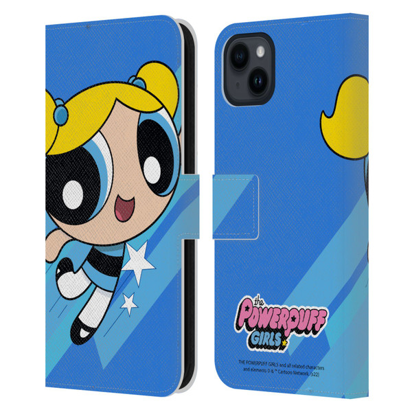 The Powerpuff Girls Graphics Bubbles Leather Book Wallet Case Cover For Apple iPhone 15 Plus