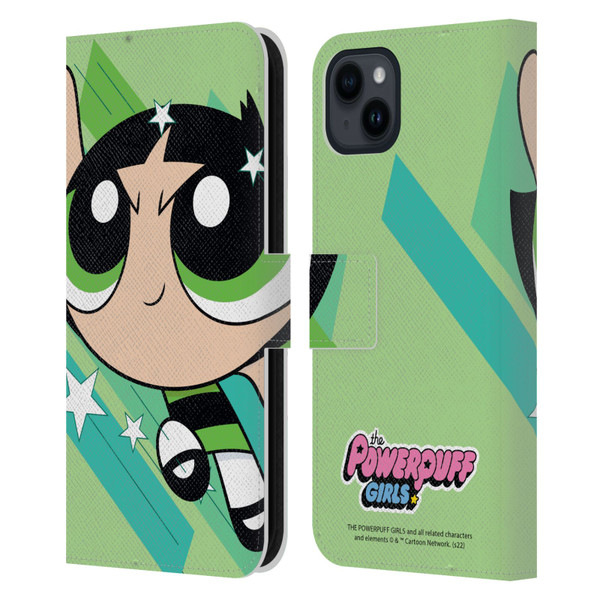 The Powerpuff Girls Graphics Buttercup Leather Book Wallet Case Cover For Apple iPhone 15 Plus