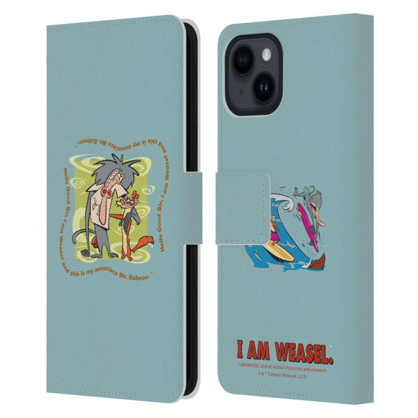 I Am Weasel. Graphics Hello Good Sir Leather Book Wallet Case Cover For Apple iPhone 15