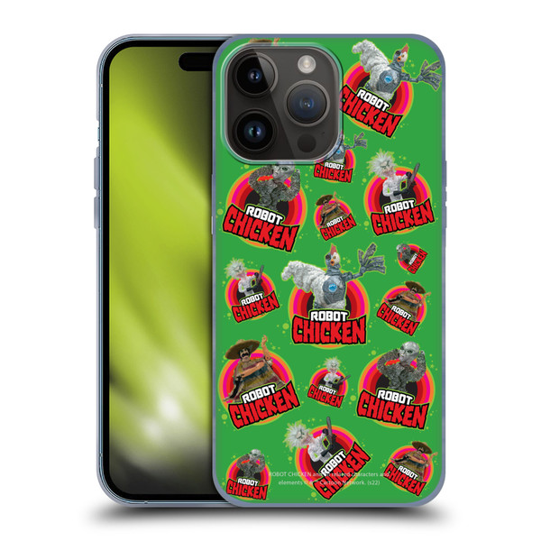 Robot Chicken Graphics Icons Soft Gel Case for Apple iPhone 15 Pro Max