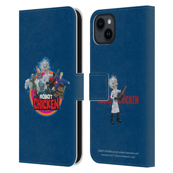Robot Chicken Graphics Characters Leather Book Wallet Case Cover For Apple iPhone 15 Plus