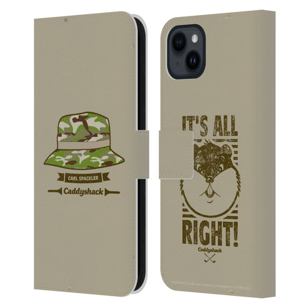 Caddyshack Graphics Carl Spackler Hat Leather Book Wallet Case Cover For Apple iPhone 15 Plus