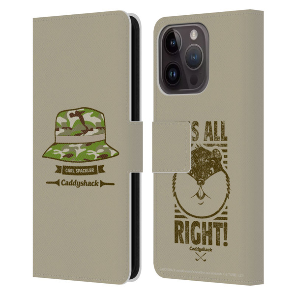 Caddyshack Graphics Carl Spackler Hat Leather Book Wallet Case Cover For Apple iPhone 15 Pro