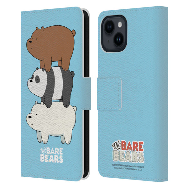 We Bare Bears Character Art Group 3 Leather Book Wallet Case Cover For Apple iPhone 15