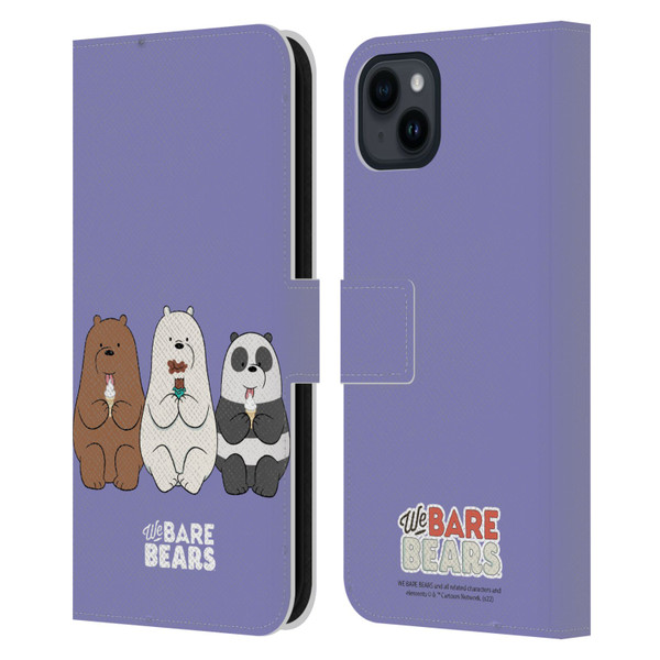 We Bare Bears Character Art Group 2 Leather Book Wallet Case Cover For Apple iPhone 15 Plus
