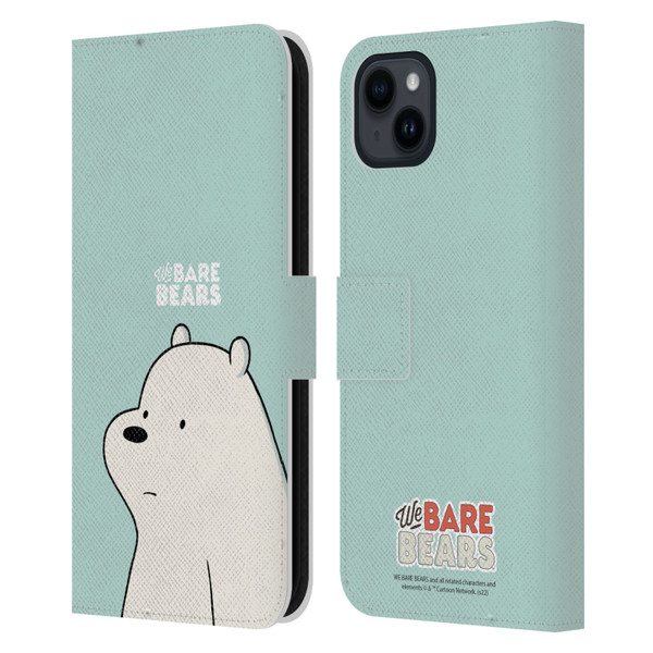 We Bare Bears Character Art Ice Bear Leather Book Wallet Case Cover For Apple iPhone 15 Plus