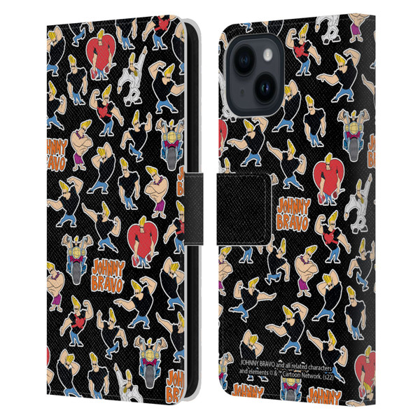 Johnny Bravo Graphics Pattern Leather Book Wallet Case Cover For Apple iPhone 15