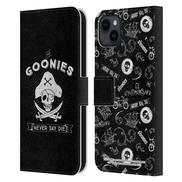 The Goonies Graphics Logo Leather Book Wallet Case Cover For Apple iPhone 15 Plus