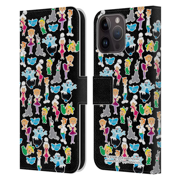The Jetsons Graphics Pattern Leather Book Wallet Case Cover For Apple iPhone 15 Pro Max