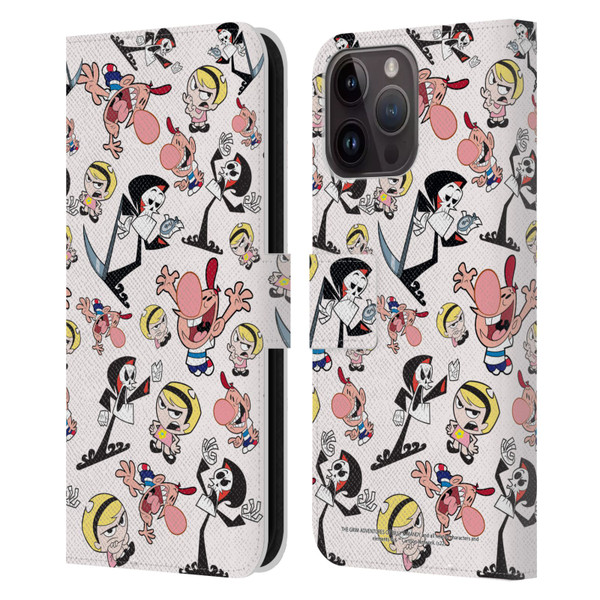 The Grim Adventures of Billy & Mandy Graphics Icons Leather Book Wallet Case Cover For Apple iPhone 15 Pro Max