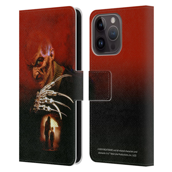 A Nightmare On Elm Street: New Nightmare Graphics Poster Leather Book Wallet Case Cover For Apple iPhone 15 Pro