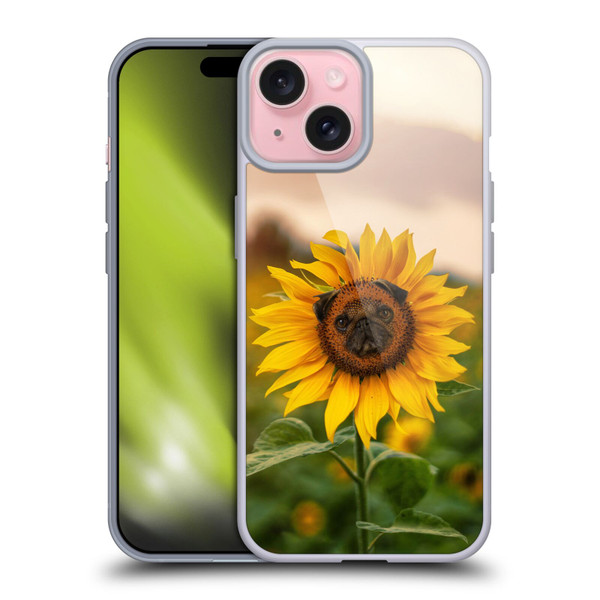 Pixelmated Animals Surreal Pets Pugflower Soft Gel Case for Apple iPhone 15