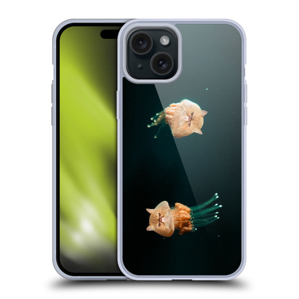 Pixelmated Animals Surreal Pets Jellyfish Cats Soft Gel Case for Apple iPhone 15 Plus