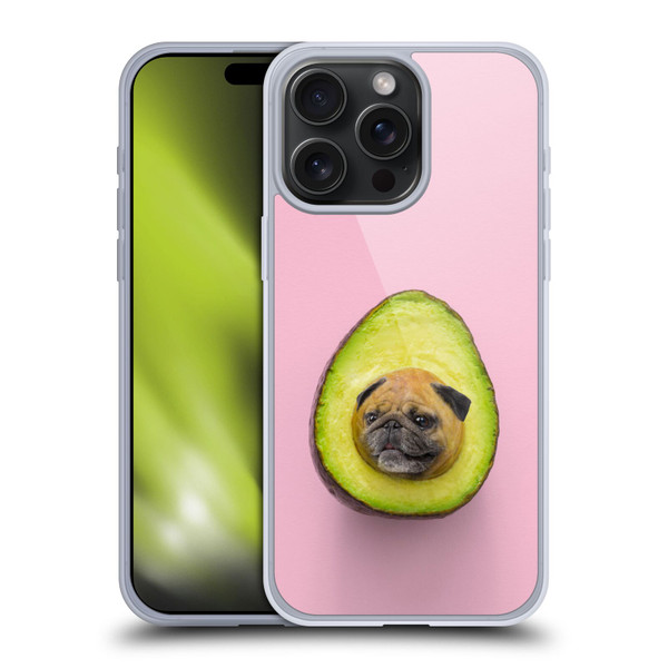 Pixelmated Animals Surreal Pets Pugacado Soft Gel Case for Apple iPhone 15 Pro Max