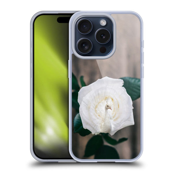 Pixelmated Animals Surreal Pets Peacock Rose Soft Gel Case for Apple iPhone 15 Pro