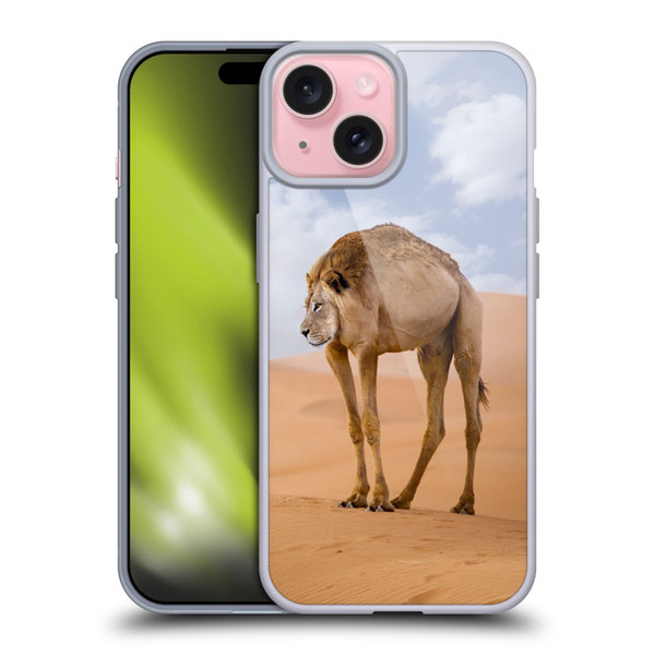 Pixelmated Animals Surreal Wildlife Camel Lion Soft Gel Case for Apple iPhone 15
