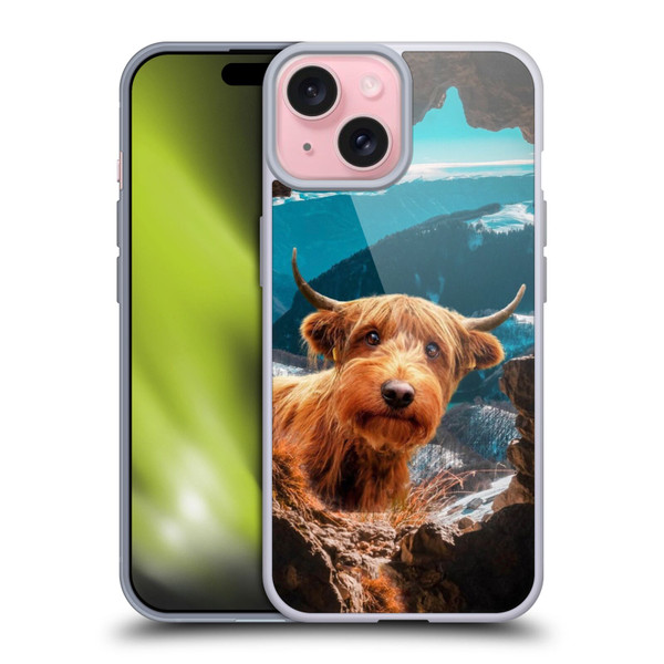 Pixelmated Animals Surreal Wildlife Cowpup Soft Gel Case for Apple iPhone 15