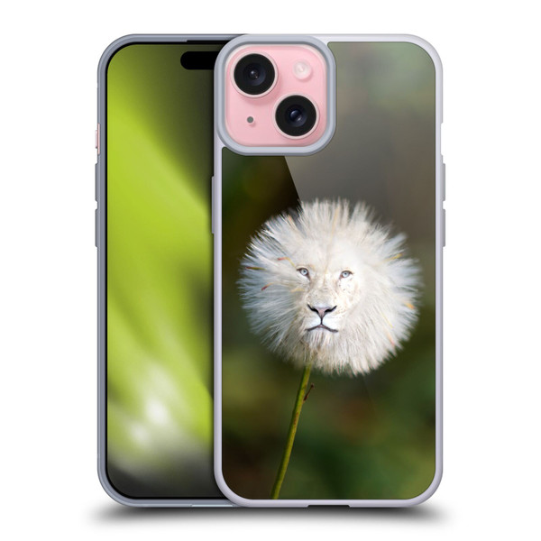 Pixelmated Animals Surreal Wildlife Dandelion Soft Gel Case for Apple iPhone 15
