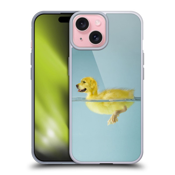 Pixelmated Animals Surreal Wildlife Dog Duck Soft Gel Case for Apple iPhone 15