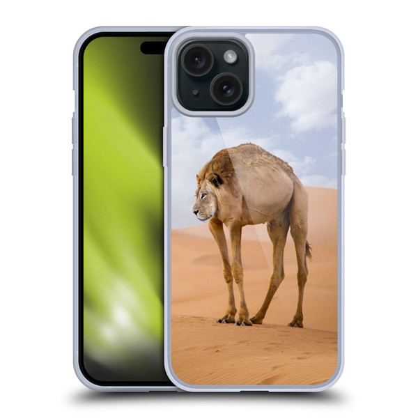 Pixelmated Animals Surreal Wildlife Camel Lion Soft Gel Case for Apple iPhone 15 Plus