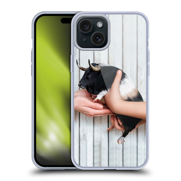 Pixelmated Animals Surreal Wildlife Guinea Bull Soft Gel Case for Apple iPhone 15 Plus